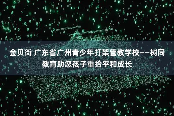金贝街 广东省广州青少年打架管教学校——树同教育助您孩子重拾平和成长